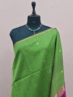 Parrot Green Pure Maheshwari Silk Saree 1