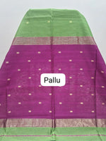 Parrot Green Pure Maheshwari Silk Saree Pallu