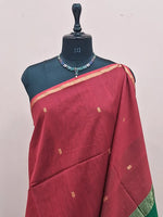 Rust Red Pure Maheshwari Silk Saree 1