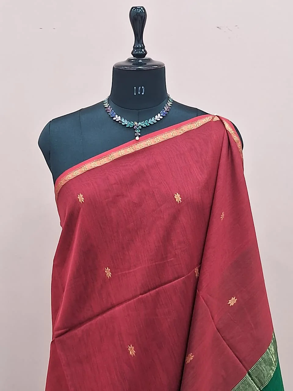 Rust Red Pure Maheshwari Silk Saree 1