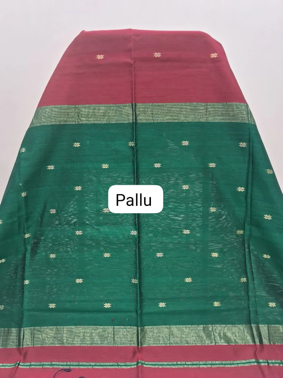 Rust Red Pure Maheshwari Silk Saree Pallu