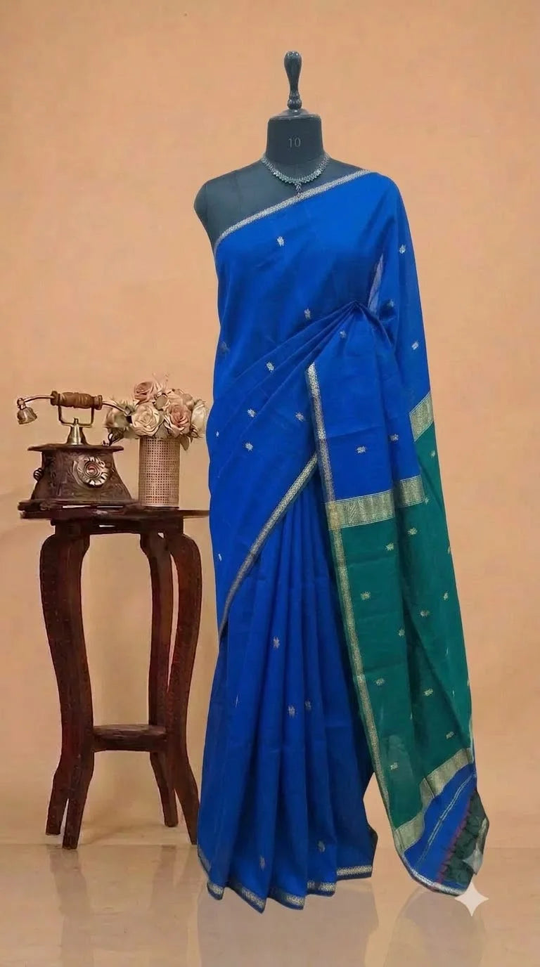 Royal Blue Pure Maheshwari Silk Saree