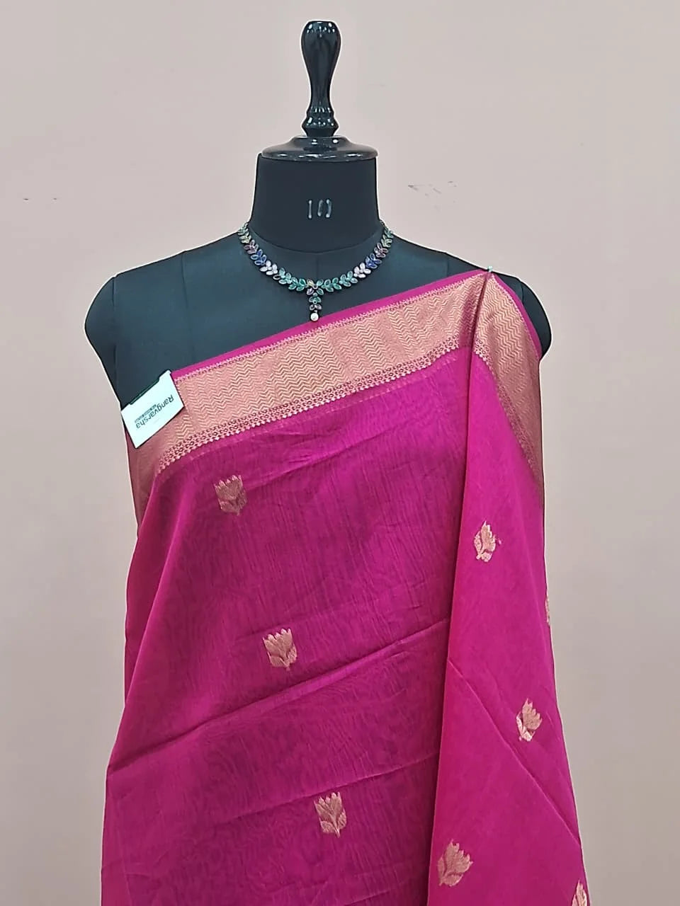 Rani Pink Pure Maheshwari Silk Saree 1