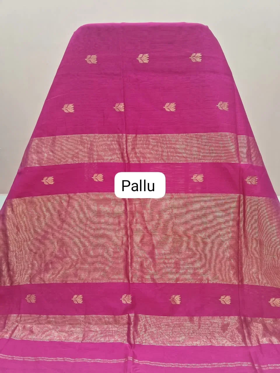Rani Pink Pure Maheshwari Silk Saree Pallu
