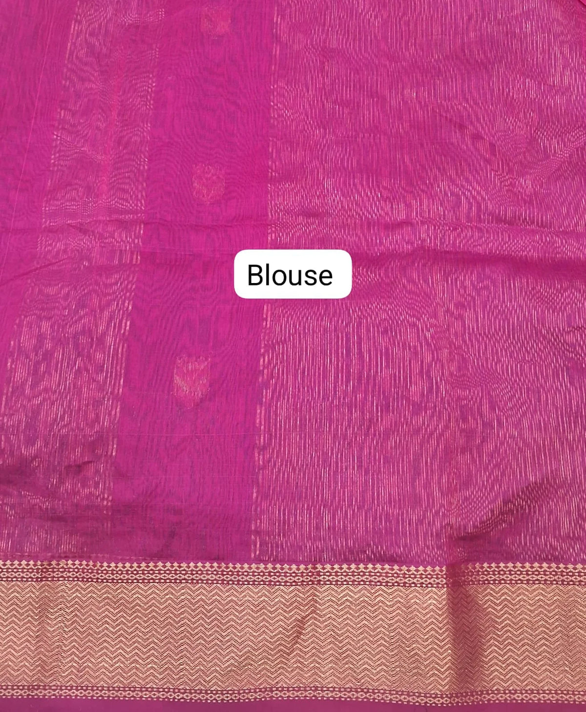 Rani Pink Pure Maheshwari Silk Saree Blouse