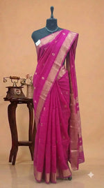 Rani Pink Pure Maheshwari Silk Saree