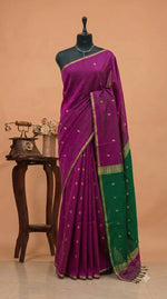 Dark Pink Pure Maheshwari Silk Saree