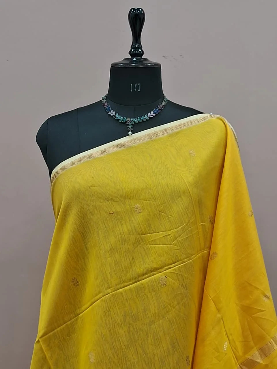 Yellow Pure Maheshwari Silk Saree 1