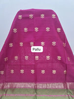 Leaf Green Pure Maheshwari Silk Saree pallu