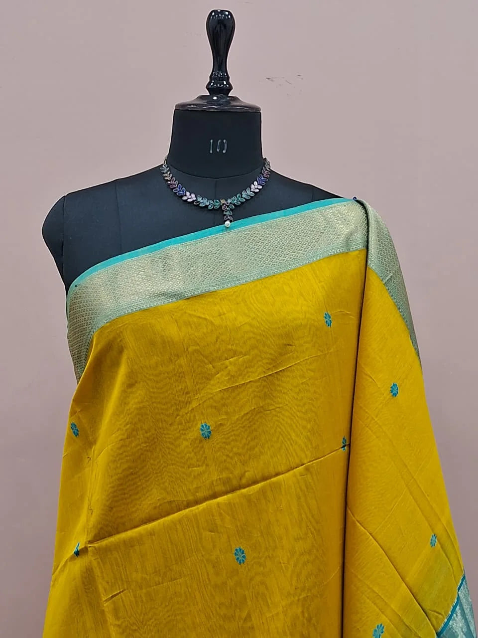 Lemon Yellow Pure Maheshwari Silk Saree 1