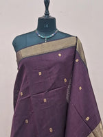 Dark Wine Pure Maheshwari Silk Saree 1