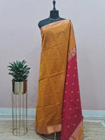 Dark Mustard Yellow Maheshwari Silk Saree 