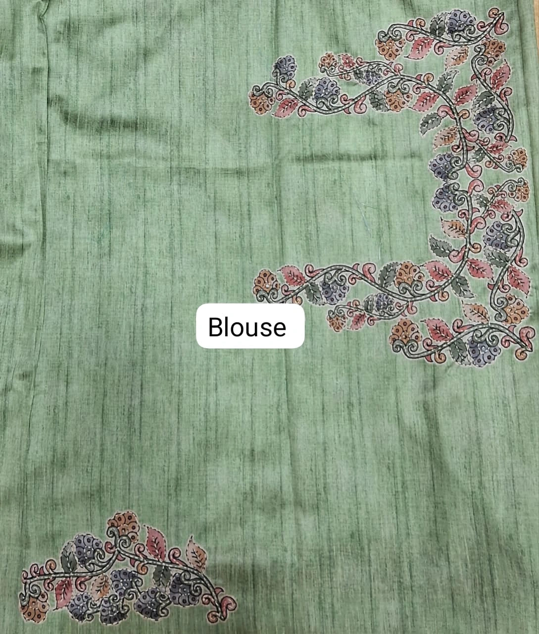 Elegant Green Tussar Saree for Festive Wear Blouse