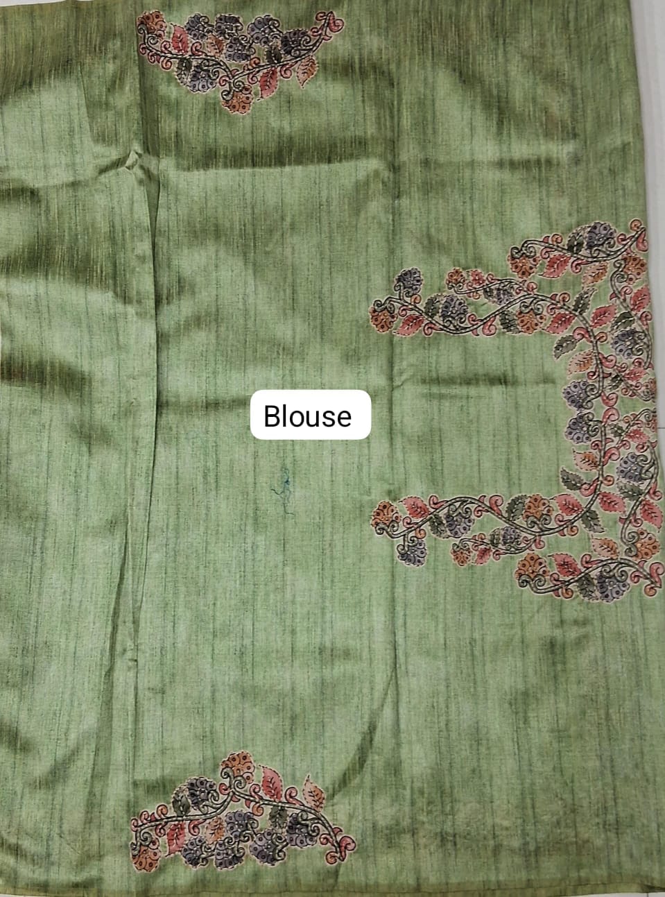 Green Tussar Saree blouse