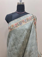 Elegant Elephant Grey Tussar saree 1
