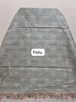 Elegant Elephant Grey Tussar saree Pallu