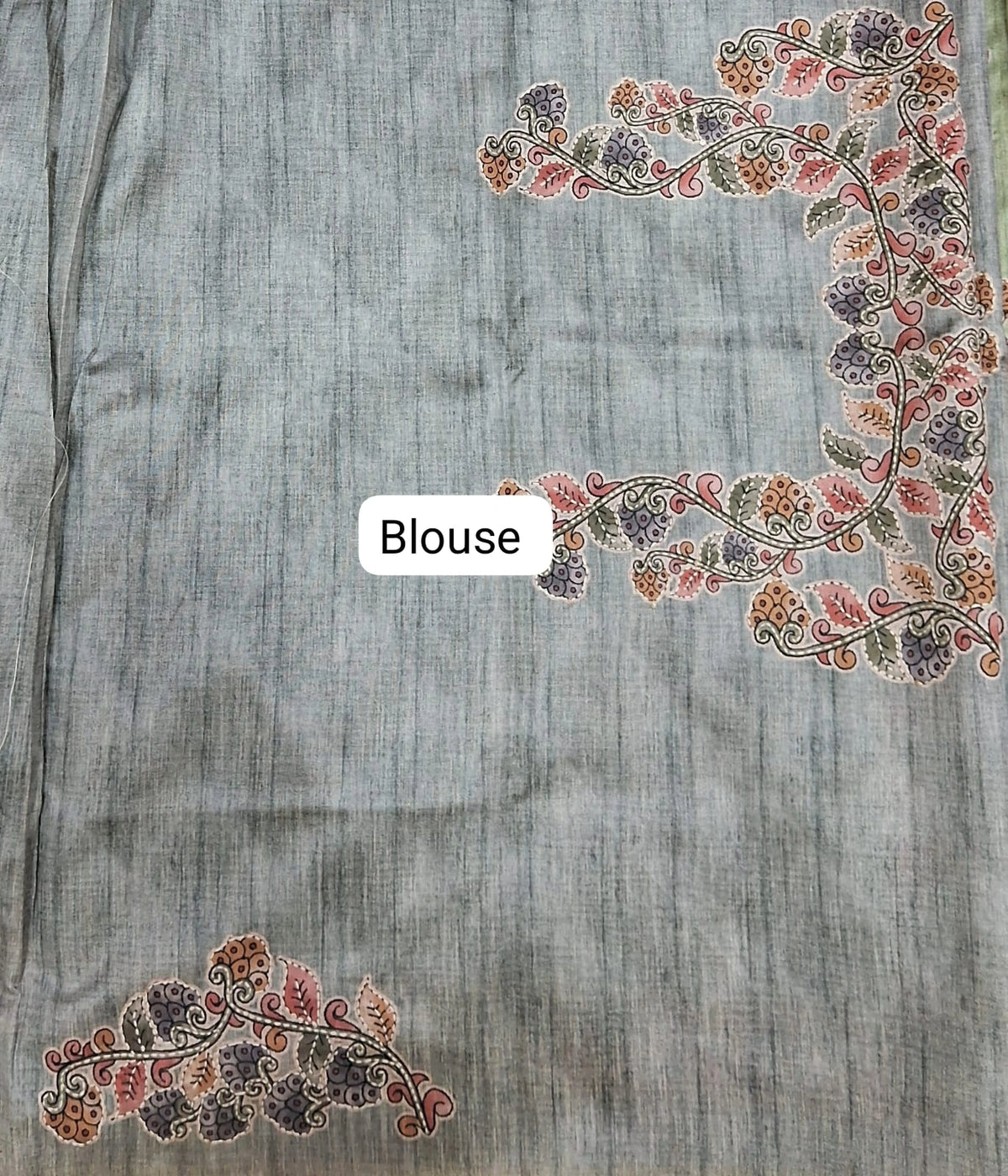 Elegant Elephant Grey Tussar saree Blouse