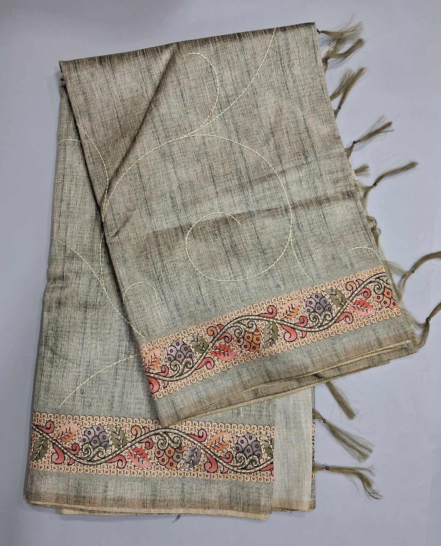 Elephant Grey Tussar Saree