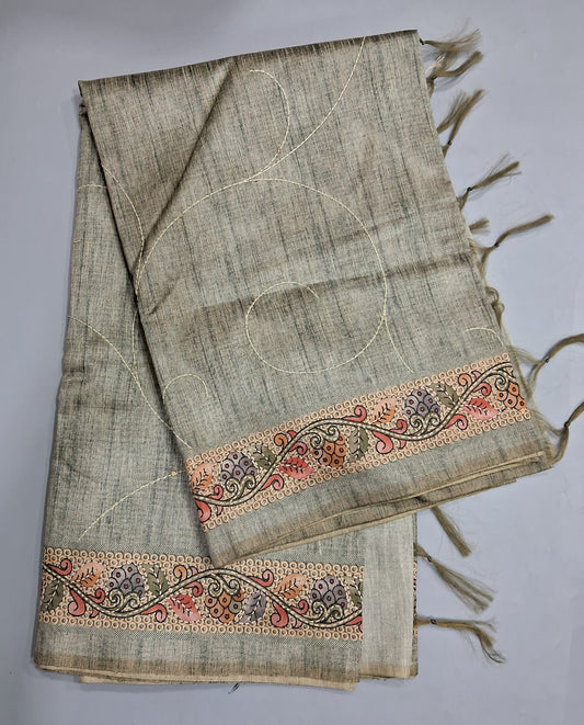 Elephant Grey Tussar Saree