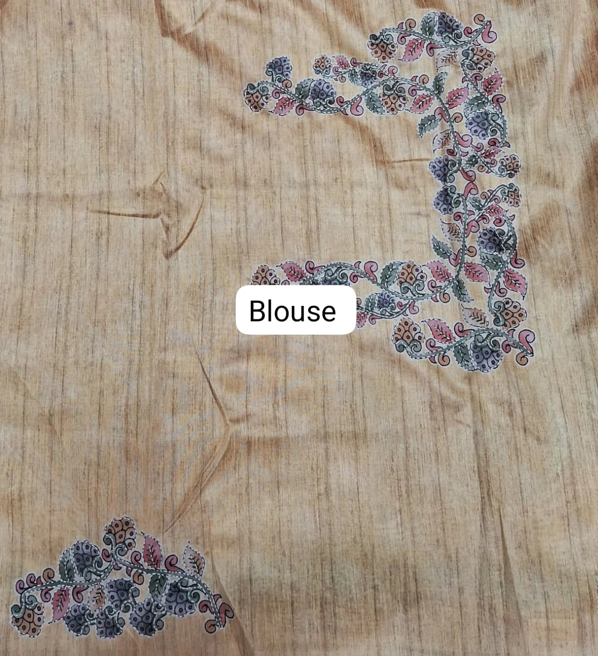 Light Yellow Tussar Saree Blouse