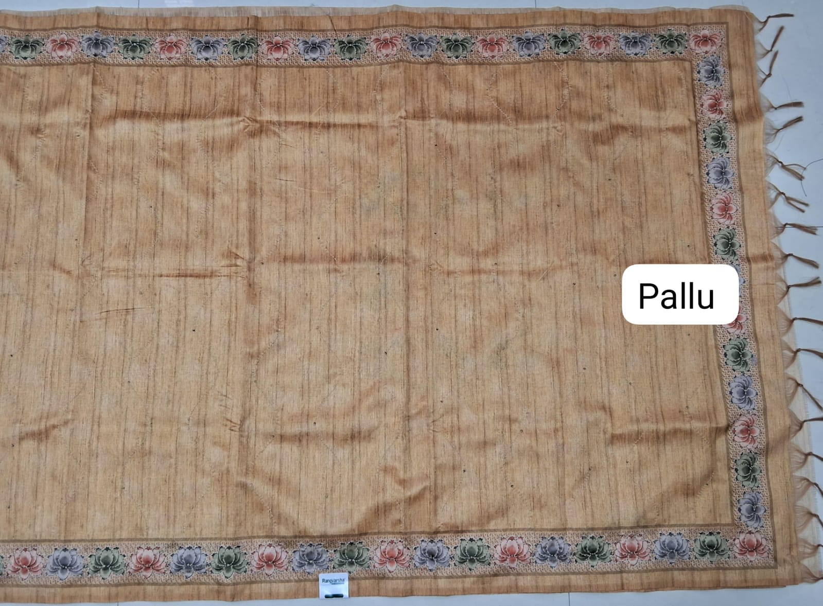 Mustard Yellow Tussar Saree pallu