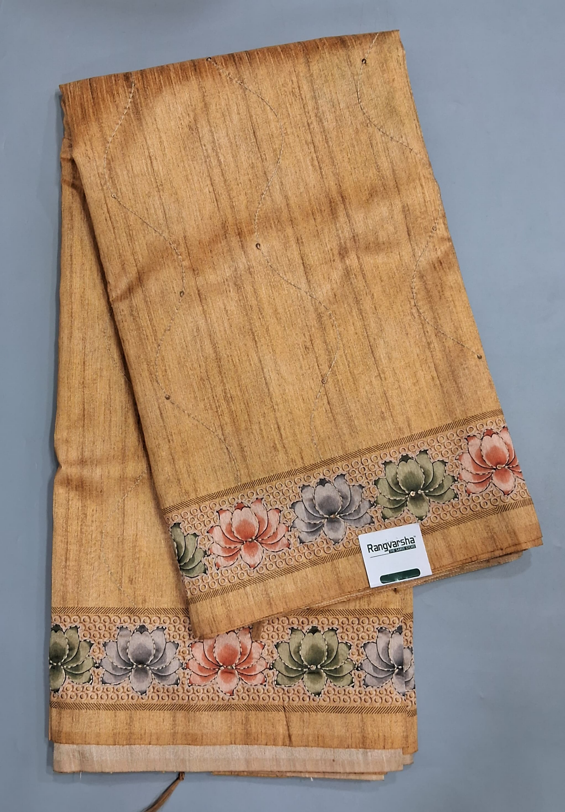 Mustard Yellow Tussar Saree 