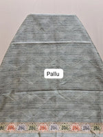 Elephant Grey Tussar Saree with Self Embroidery Pallu
