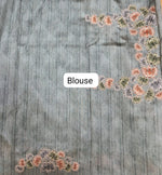 Elephant Grey Tussar Saree with Self Embroidery Blouse