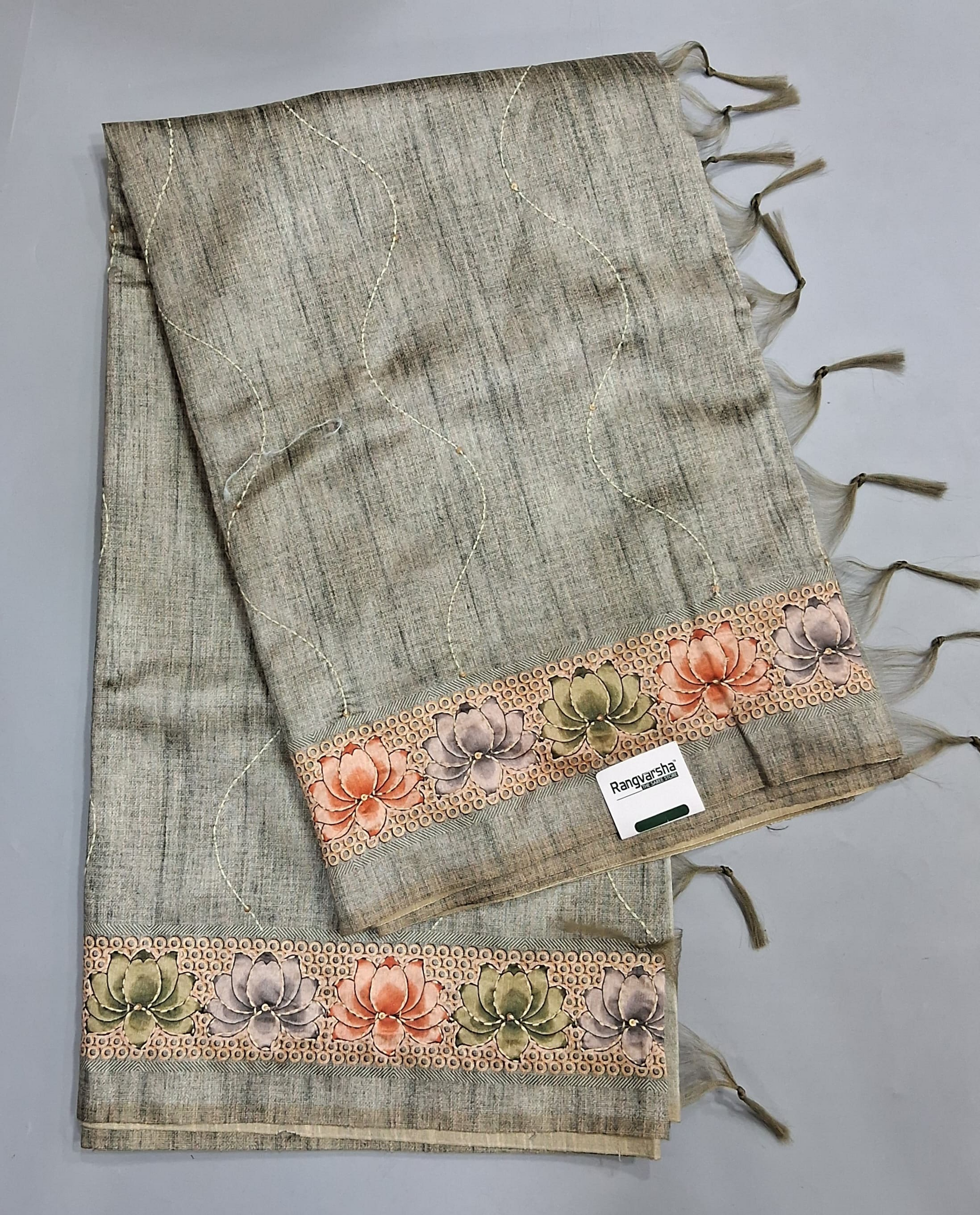 Elephant Grey Tussar Saree