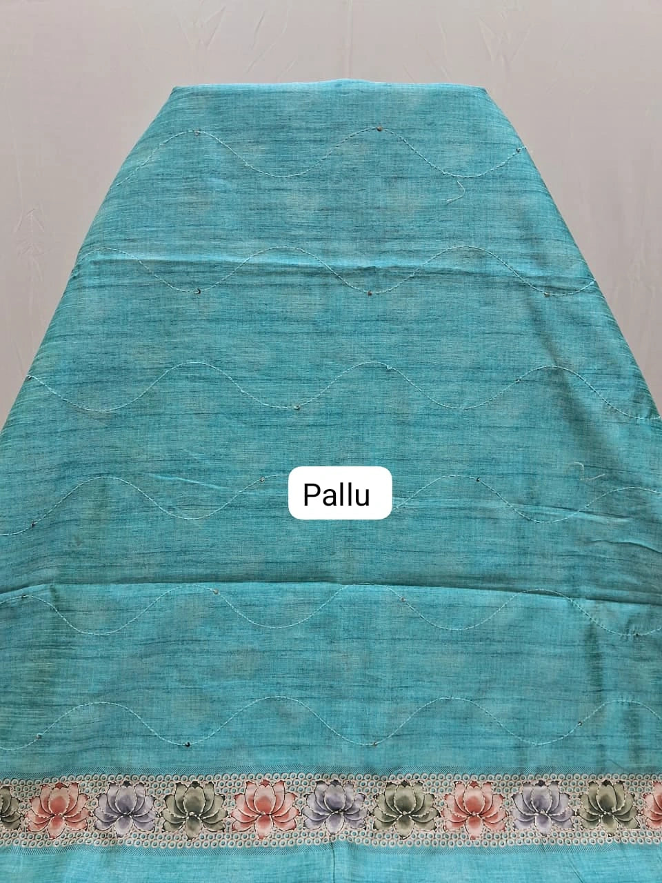 Sky Blue Tussar Saree Pallu