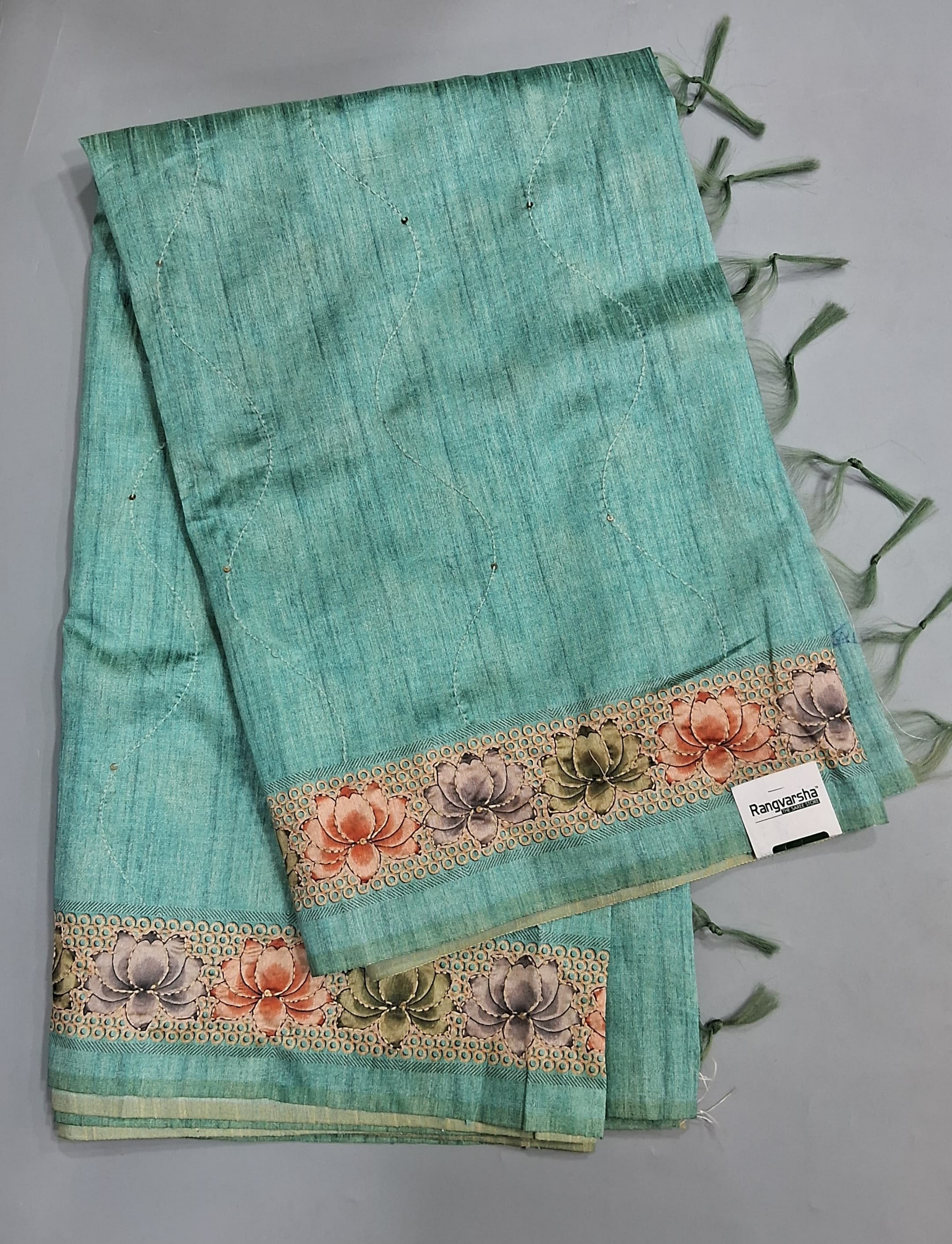 Sky Blue Tussar Saree