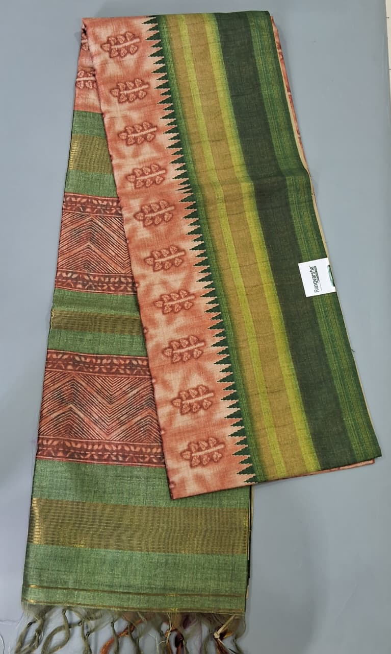 Cream Semi Tussar Saree