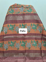  Orange Semi Tussar Saree Pallu