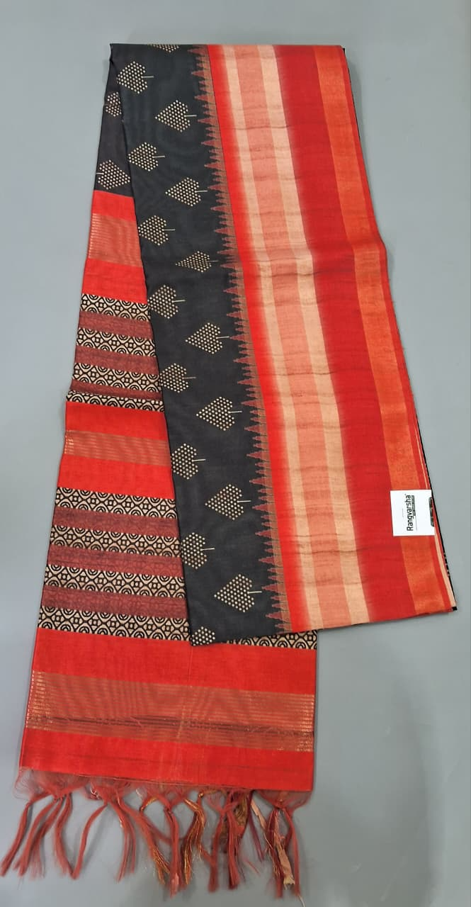 Black Semi Tussar Saree