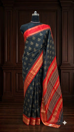  Black Semi Tussar Saree 