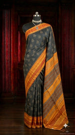 Elegant Black Semi Tussar Saree for Festive Wear
