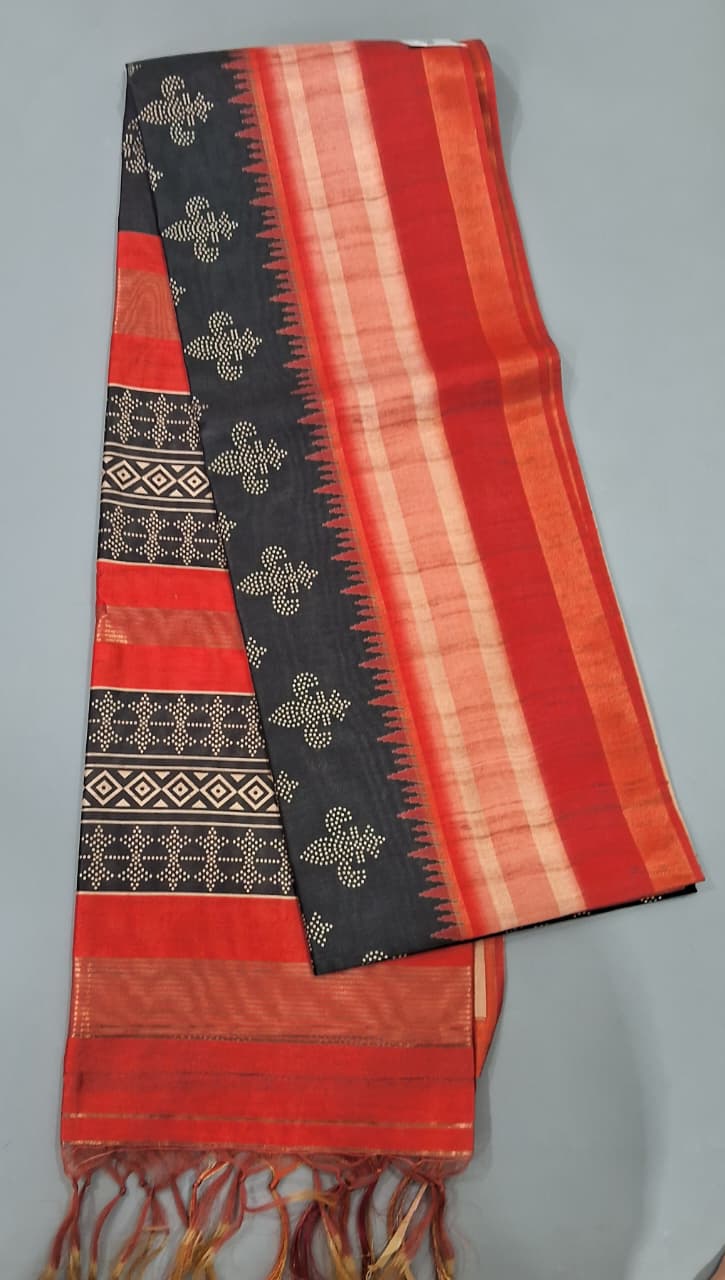 Black Semi Tussar Saree 