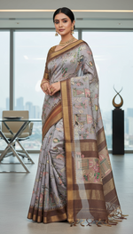 Baby Blue Semi Tussar Saree