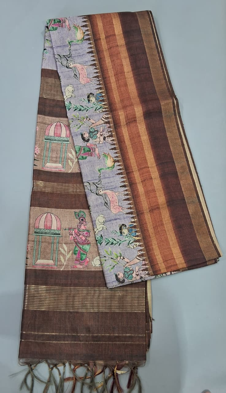 Baby Blue Semi Tussar Saree