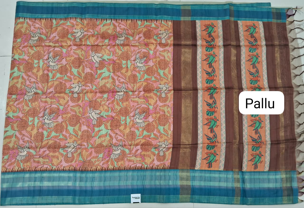 Baby Pink Semi Tussar Saree Pallu