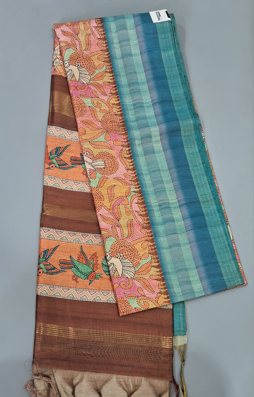 Baby Pink Semi Tussar Saree