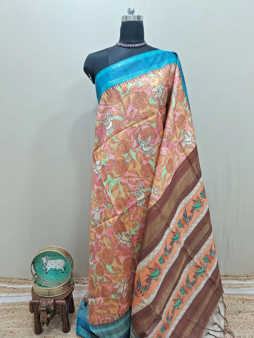 Baby Pink Semi Tussar Saree 