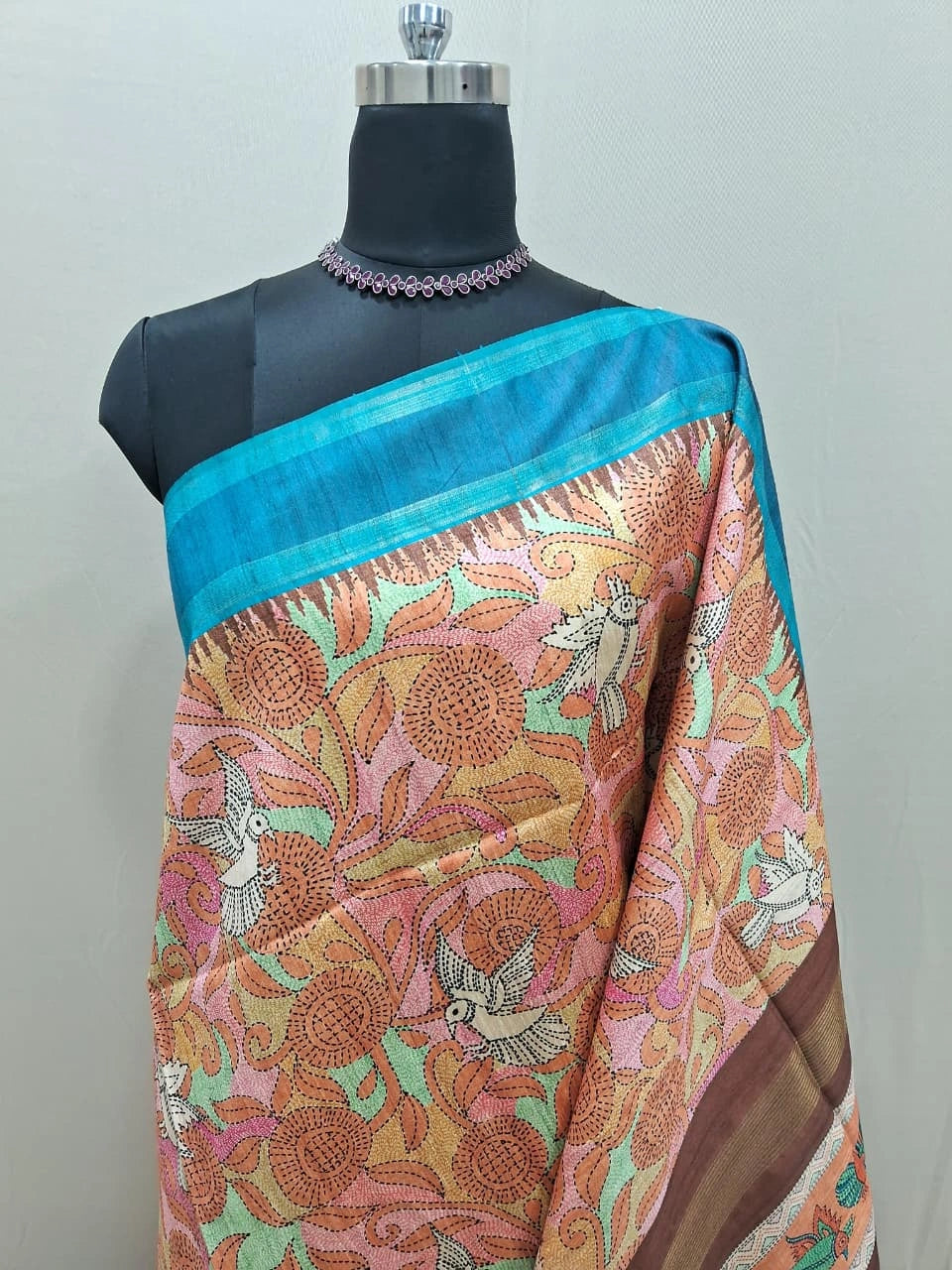 Baby Pink Semi Tussar Saree 1