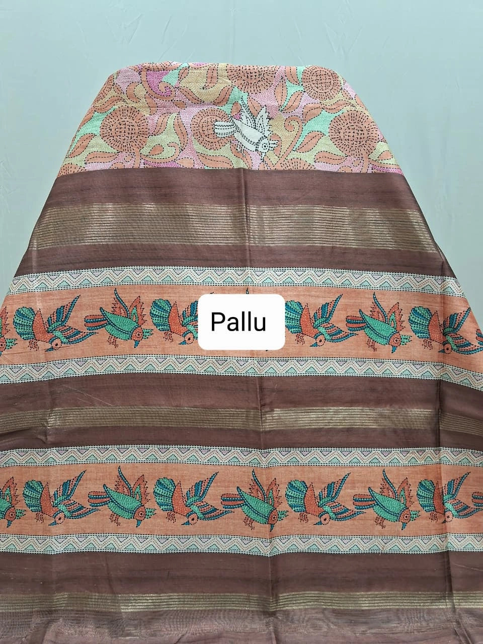 Baby Pink Semi Tussar Saree Pallu