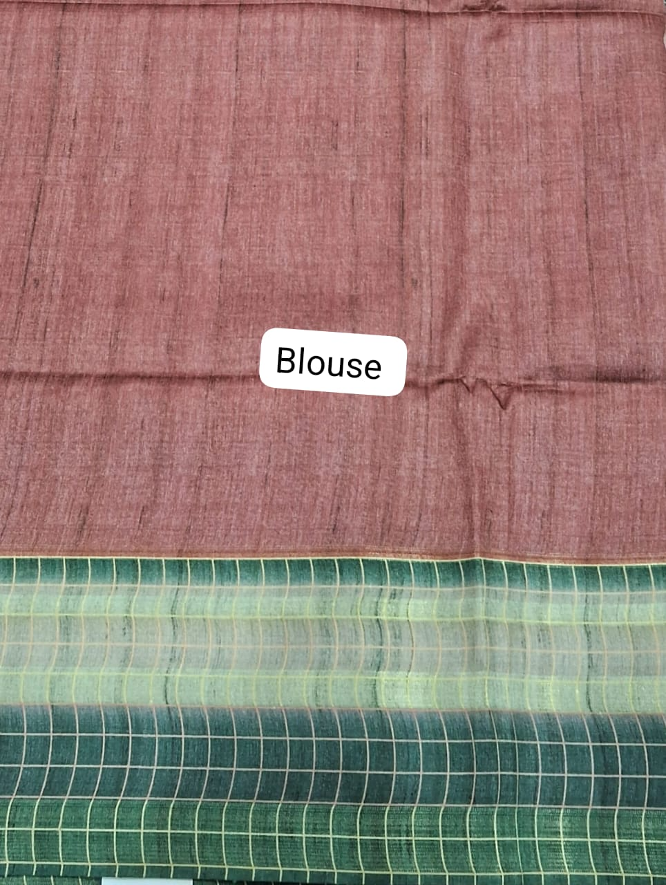 Blush Pink Semi Tussar Saree Blouse