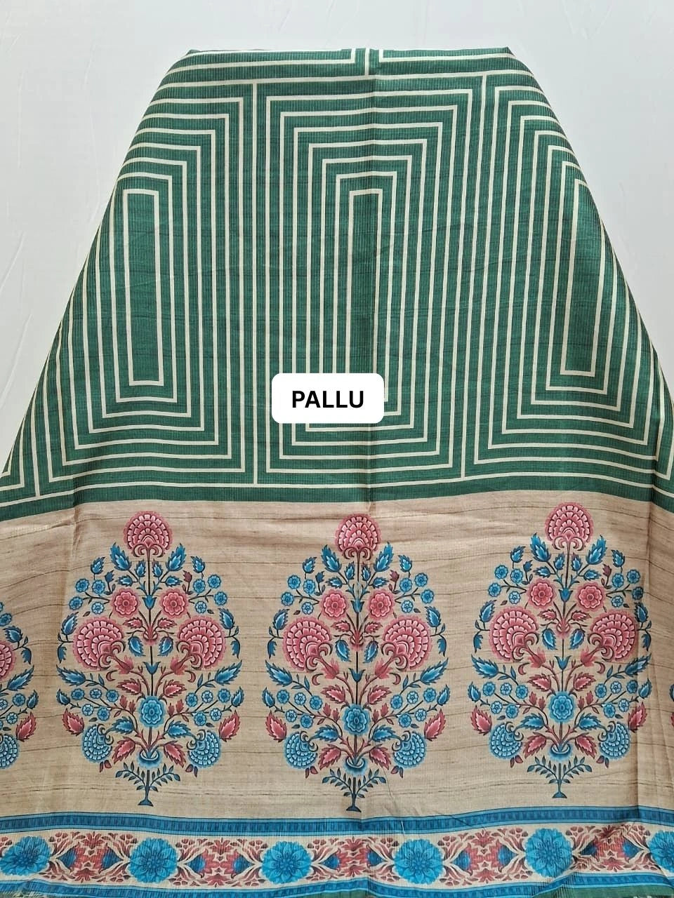 Green Semi Tussar Silk Saree Graceful Elegance pallu