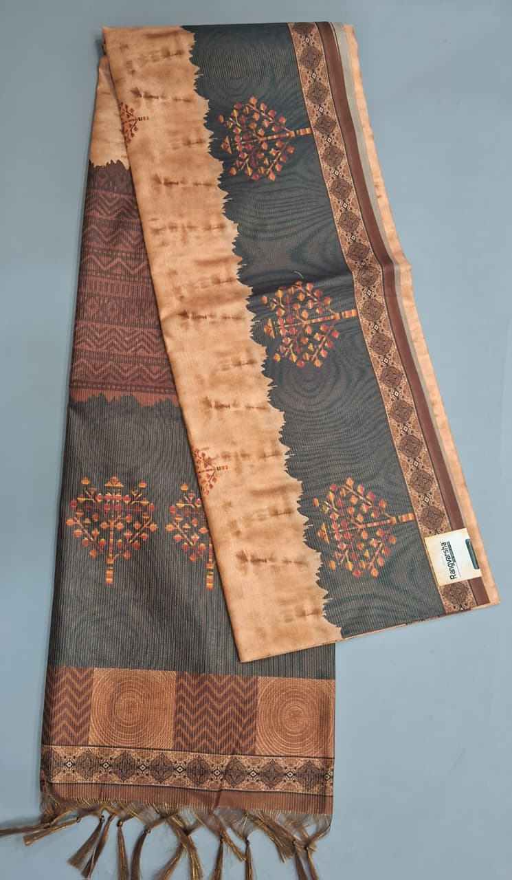 Light Brown Semi Tussar Saree