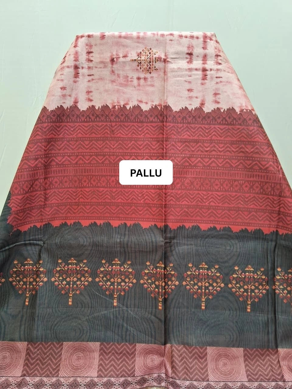 Peach Semi Tussar Saree Pallu
