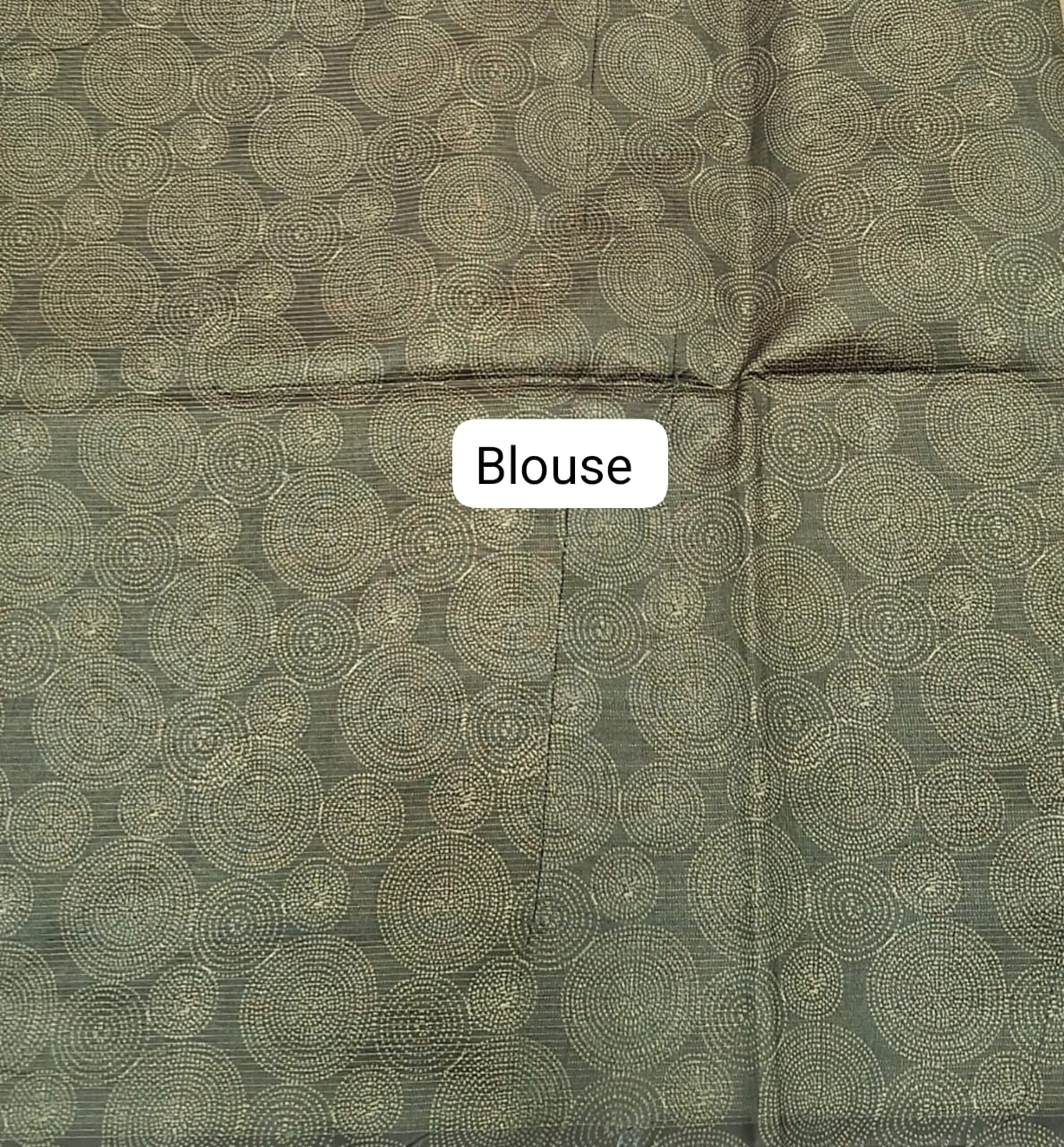 Pista Green Semi Tussar Saree Blouse