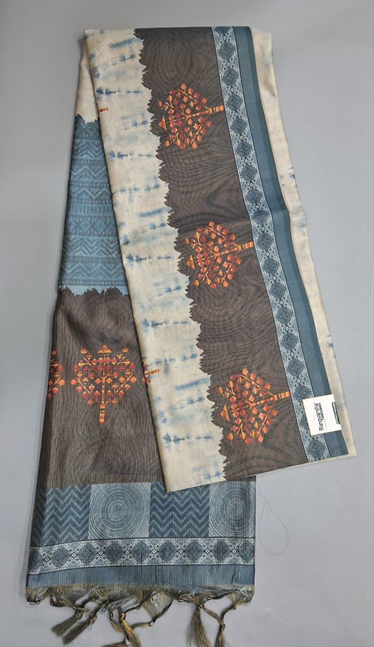 Off-White Semi Tussar Saree 